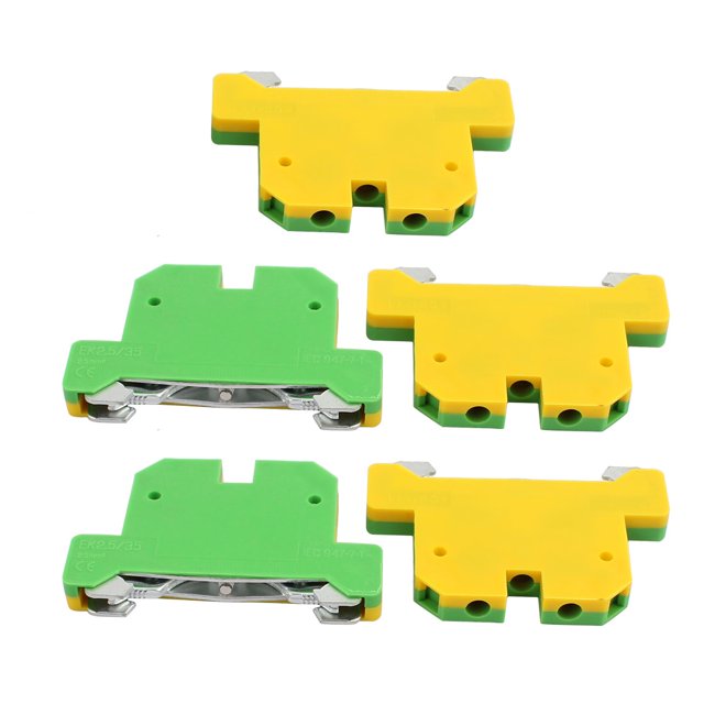 Unique Bargains 5Pcs 58x38x7mm 2,5mm2 Fil 800V Universel Bloc de Borne de Mise à la Terre Jaune Vert