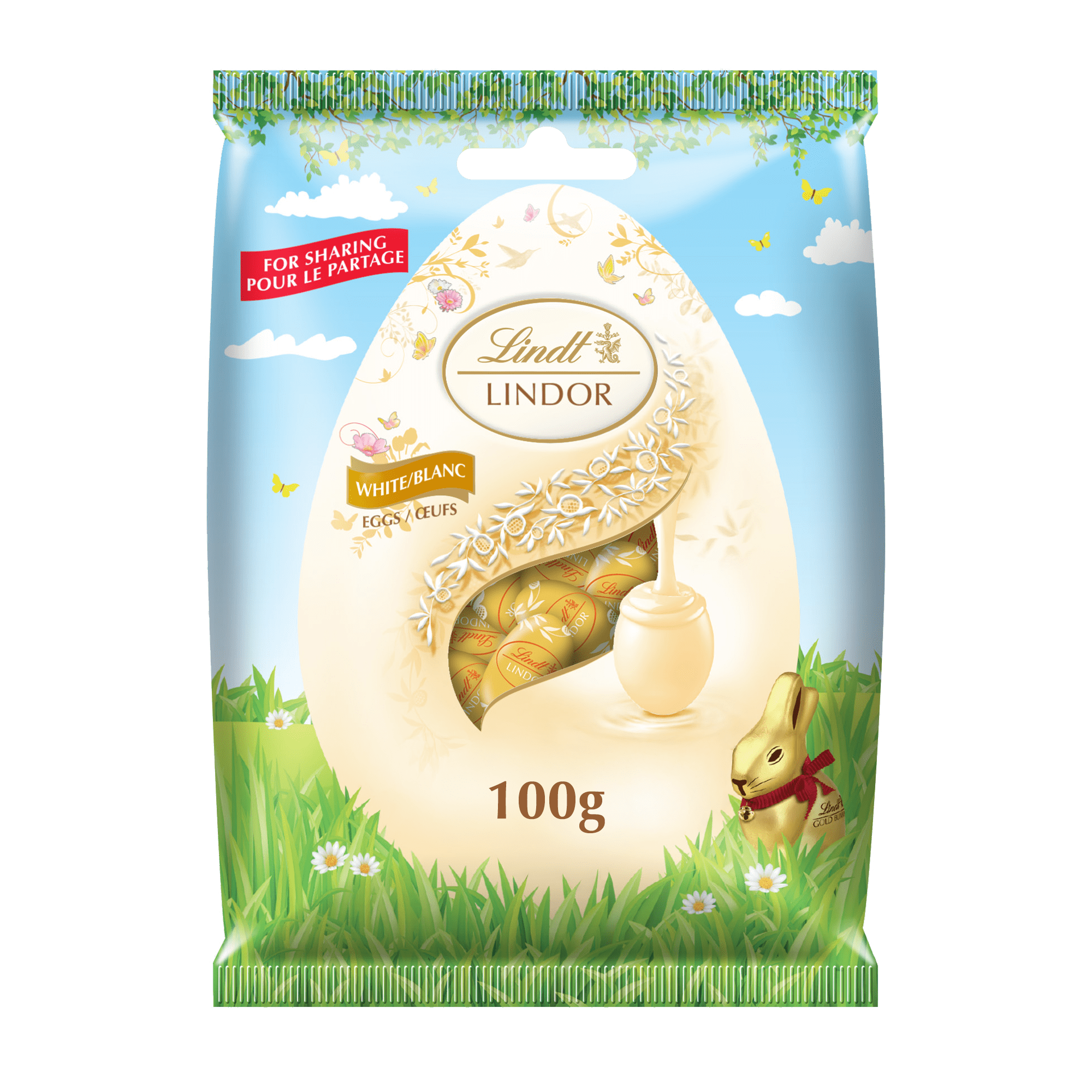 Lindt LINDOR White Chocolate Mini Eggs, 100g Bag