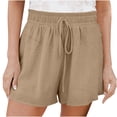 thumbnail image 1 of AherBiu Plus Size Shorts for Women Elastic Waist Drawstring Summer Casual Wide Leg Loose Fitting Solid Color Shorts, 1 of 7