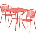 thumbnail image 1 of Commercial Grade 28" Square Gold Indoor-Outdoor Steel Patio Table Set with 2 Round Back Chairs, 1 of 4