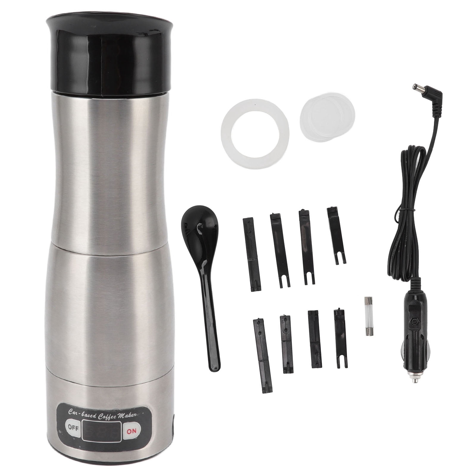 Risegun Portable Coffee Maker, Electric Coffee Machine Portable Coffee Maker for Car Travel Coffee Machine with 12V 24V Cigarette Lighter for Driving Office Home