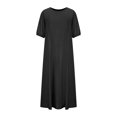 thumbnail image 4 of Gspmoly Robes pour Femmes, Mode Femme Coton et Lin Col Rond Ample Manches Bouffantes Demi-Manches Robe Longue Unie Robes de Vacances pour Femmes jusqu'à 65 % de Rabais, 4 of 8