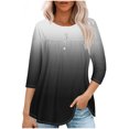 thumbnail image 1 of Pisexur Womens Plus Size Sweatshirt Gradients 3/4 Length Sleeve Tops Fall V-Neck Blouses Spring Ruffle Sleeve Tunic T-Shirts Dressy Casual, 1 of 4