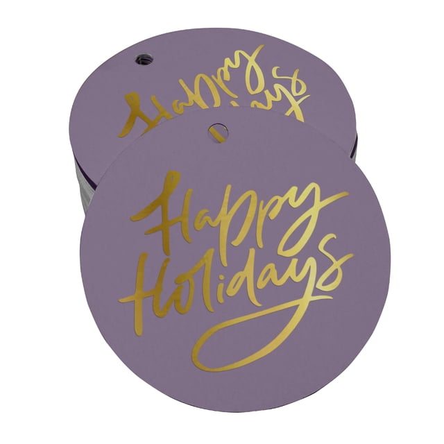 Inkdotpot Étiquette Suspendue en Papier d'Aluminium Véritable « Happy Holiday », 50 Pcs
