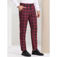 thumbnail image 2 of INSPIRE CHIC Pantalon à Carreaux pour Homme, Léger, Coupe Régulière, devant Plat, 32, Noir Rouge, 2 of 6