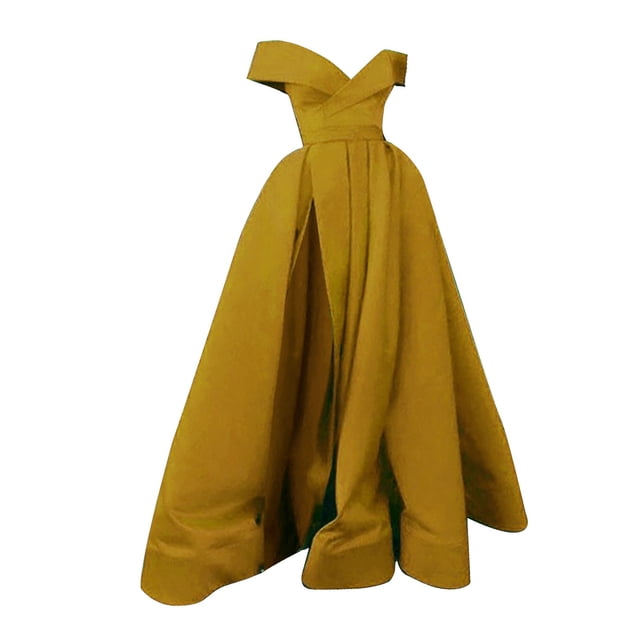 Ketyyh-chn99 Robe Maxi pour Femmes Robe d'Été Femmes Élégante à Manches Évasées Soirée Fête Robe Formelle Grande Taille Jaune,2TG