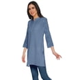 thumbnail image 2 of Moomaya Printed Indian Short Kurti Dress Poly Crepe Tunic Close Collar Mini Dress, 2 of 5
