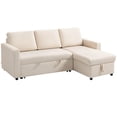 thumbnail image 1 of HOMCOM 83" Sofa Bed, Pull Out Sleeper L Shaped Sectional Couch, Cream White, 1 of 10