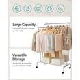 thumbnail image 3 of SONGMICS Clothes Rack, Double-Rod Clothing Rack with Wheels, Heavy-Duty Metal Frame, Garment Rack, 220 lb Max. Total Load, 40.7 Inches Wide, Clothes Storage and Display, Silver, 3 of 8