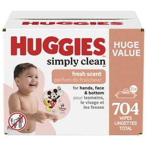 Huggies Simply Clean Fresh Scent Baby Wipes, 11 Flip-Top Packs (704 Wipes Total)