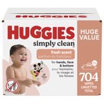 Huggies Simply Clean Essuie-bébé fraîchement parfumée 11 Boîtes à feuillets (704 Nombre total d'enfants