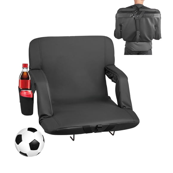 VEVOR Stadium Seat, 6 Adjustable Angle Bleacher Chair, 2.9'' Cushion Stadium Seat with Back Support and Armrest, Wide Bleacher Chair with Hook Pocket Cupholder for Picnics, Beach Sports, and Gaming