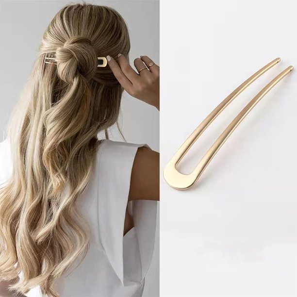 ヘアアクセサリー portray hair pin U gold 3 Pack U-Shaped Hair Pins French Hair Pin Bun Hair Sticks Chignon
