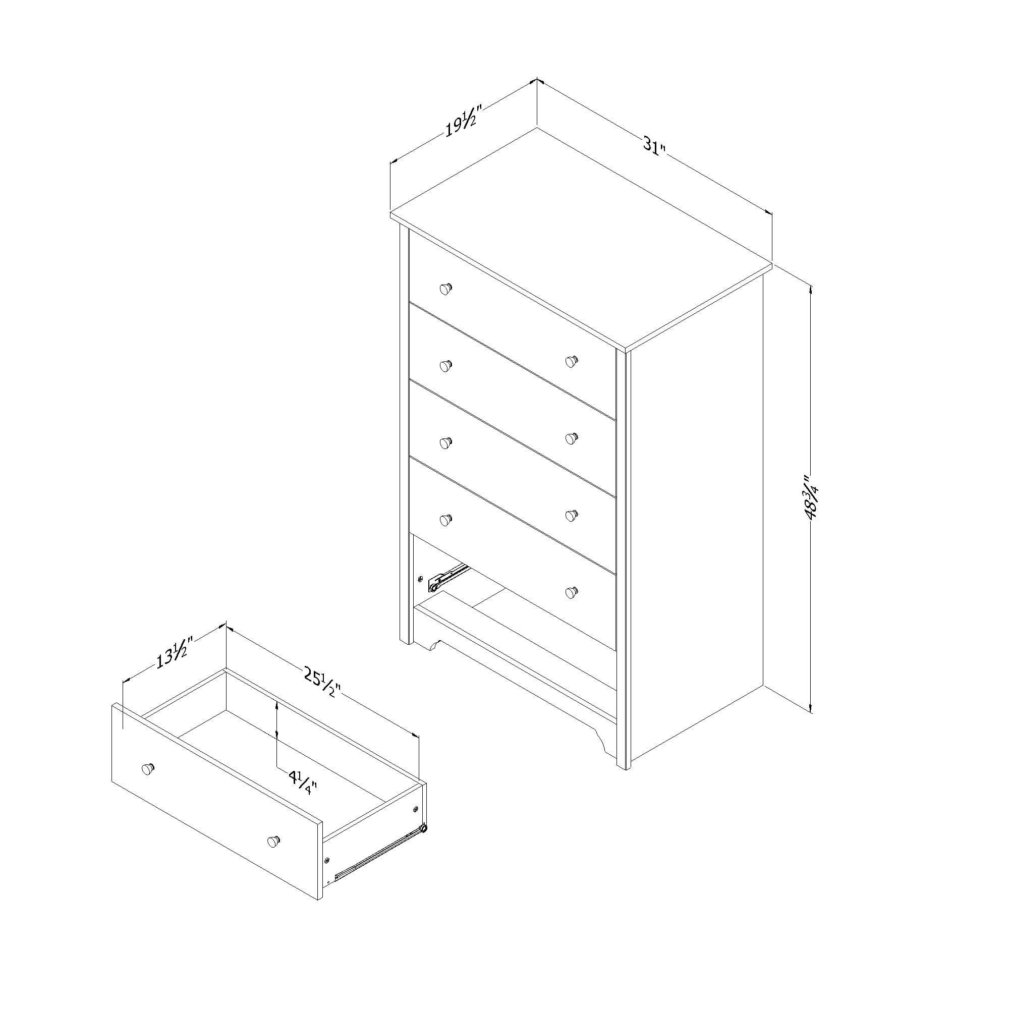 South Shore Vito 5-Drawer Chest for Adult, in Pure Black