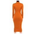 thumbnail image 4 of Gspmoly Robes pour Femmes Grande Taille, Mode Femme Robe Longue Ajustée à Col Montant à Manches Longues Robe de Couleur Unie Robes de Cocktail pour Femmes Offres, 4 of 8