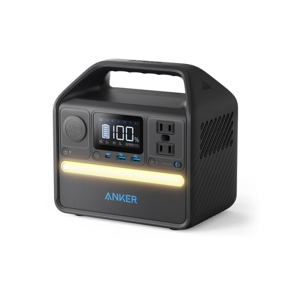 Anker 521 Station d'Alimentation Portable, Générateur Solaire 256 Wh (Panneau Solaire en Option) avec Bloc-Piles LiFeP04, Centrale 200 W à 6 Ports, 2 Prises CA, Sortie PD USB-C 60 W, Lumière DEL pour Camping en Plein Air, VR