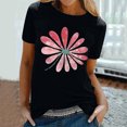 thumbnail image 2 of KIHOUT Nouveau Haut de Mode d'Été pour Femmes 2025, T-Shirt à Manches Courtes à Col Rond Décontracté à Imprimé Floral Noir TG, 2 of 5