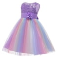 thumbnail image 2 of VKOYWKM Robe Formelle pour Filles Sans Manches Robe à Paillettes Scintillantes Fermeture Éclair au Dos Robe avec Nœud Robe de Demoiselle d'Honneur en Tulle Robes de Soirée Formelles Robe de Bal pour 2T-10T, 2 of 8