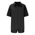 thumbnail image 5 of Birdeem Womens Spring and Summer Fashion Slim Button-Up Top Casual Shorts Solid Color Top/Shirt Suit, 5 of 5