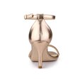 thumbnail image 2 of BLISSFUL STEP Women's Solid Color Open Toe Rhines Ankle Strap Stiletto Sandals Rose Gold 10, 2 of 8