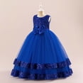 thumbnail image 2 of FhsagQ Robes pour Filles Robe de Soirée Princesse à Paillettes avec Nœud à Manches Longues Robe de Fête pour Anniversaire Concours de Beauté Performance sur Scène Fille Printemps le 7 Juillet Robes Taille 6 Printemps Bleu 7-8 Ans, 2 of 7