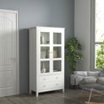 thumbnail image 2 of HOMCOM Armoire de Rangement de Cuisine avec 2 Tiroirs, Portes en Verre, Blanc, 2 of 10
