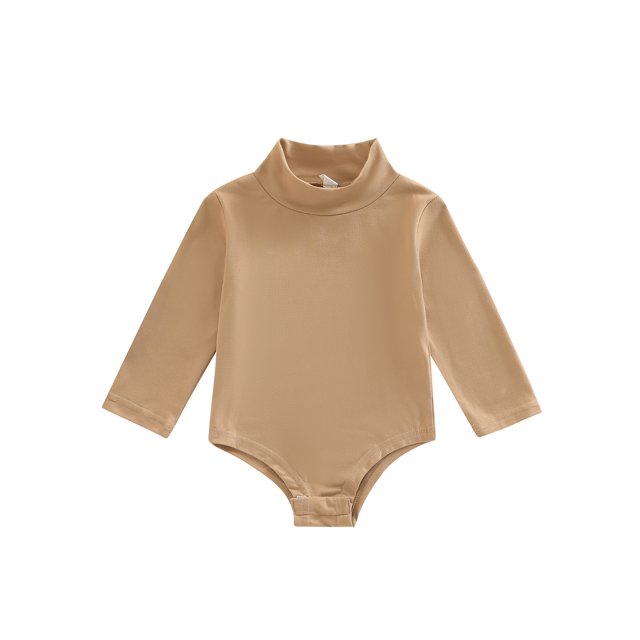 FOCUSNORM Barboteuse de Printemps pour Bébé Couleur Unie Manches Longues Col Roulé Combinaison Extensible pour Garçons Filles