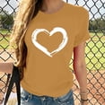 thumbnail image 1 of EGNMCR T-Shirts pour Femmes Femmes Manches Courtes Col Rond Imprimé en Forme de Cœur Hauts Décontractés Blouse T-shirt, 1 of 7