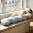 thumbnail image 4 of Ice Silk Long Body Pillow for Side Sleepers – Soft Ergonomic Leg Bolster Cushion for Bed Support, Cooling Breathable Fabric for Summer Sleeping, 4 of 6