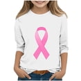 thumbnail image 1 of YUNAFFT T-Shirt Imprimé Décontracté Sensibilisation au Cancer du Sein pour Enfants Manches Courtes et Longues Col Rond, 1 of 4