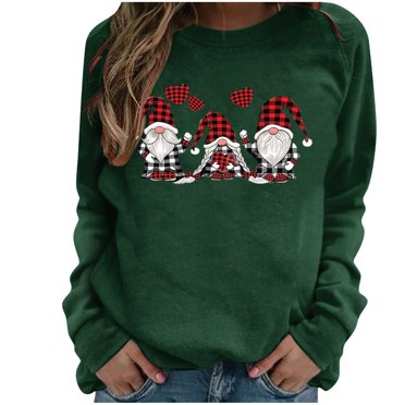 Christmas Tops for Women Long Sleeve Christmas Fashion Womens Casual Long Sleeve Printed Ladies Sweatshirts Tops