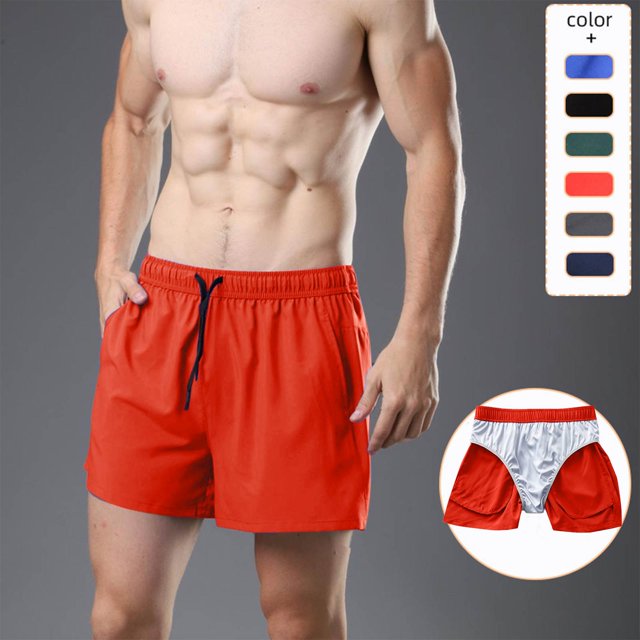 Styesk Mens Shorts Man Solid-Color Casual Sports Breathable Running Training Drawstring Pocket Shorts