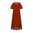 thumbnail image 4 of LSLJS Plus Size Women Sexy Ruffle Strapless Splicing Lace Splicing Short Sleeve Dresses, Plus Size Dress, 4 of 7
