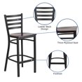 thumbnail image 3 of Bowery Hill Metal Restaurant Bar Stool in Black and Walnut, 3 of 9