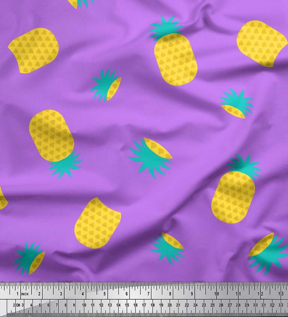 Tissu de Coton de Pomme Imprimé de Fruits de Pin par la Cour 56 Pouces de Large