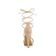 thumbnail image 2 of BLISSFUL STEP Sandales pour Femmes Talons Aiguilles Talons Plateforme Sandales à Lacets Beige 7, 2 of 8