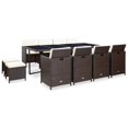 thumbnail image 1 of vidaXL 13 Piece Outdoor Dining Set with Cushions Poly Rattan Brown, 1 of 5