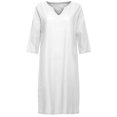 thumbnail image 2 of 2025 et Robe de Plage Courte Maxi en Lin à Manches Vacances Semi-Décontractée Robes d'Été pour Femmes Âgées Robe Mini Maxi à Col en V pour Femmes Robes d'Été pour Femmes Robe Couleur Unie Robe pour Femmes, 2 of 7
