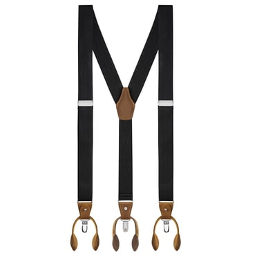 Buyless Fashion Suspenders For Men - 48" Adjustable Straps 1 1/4" - Y Back With Clips And Buttons