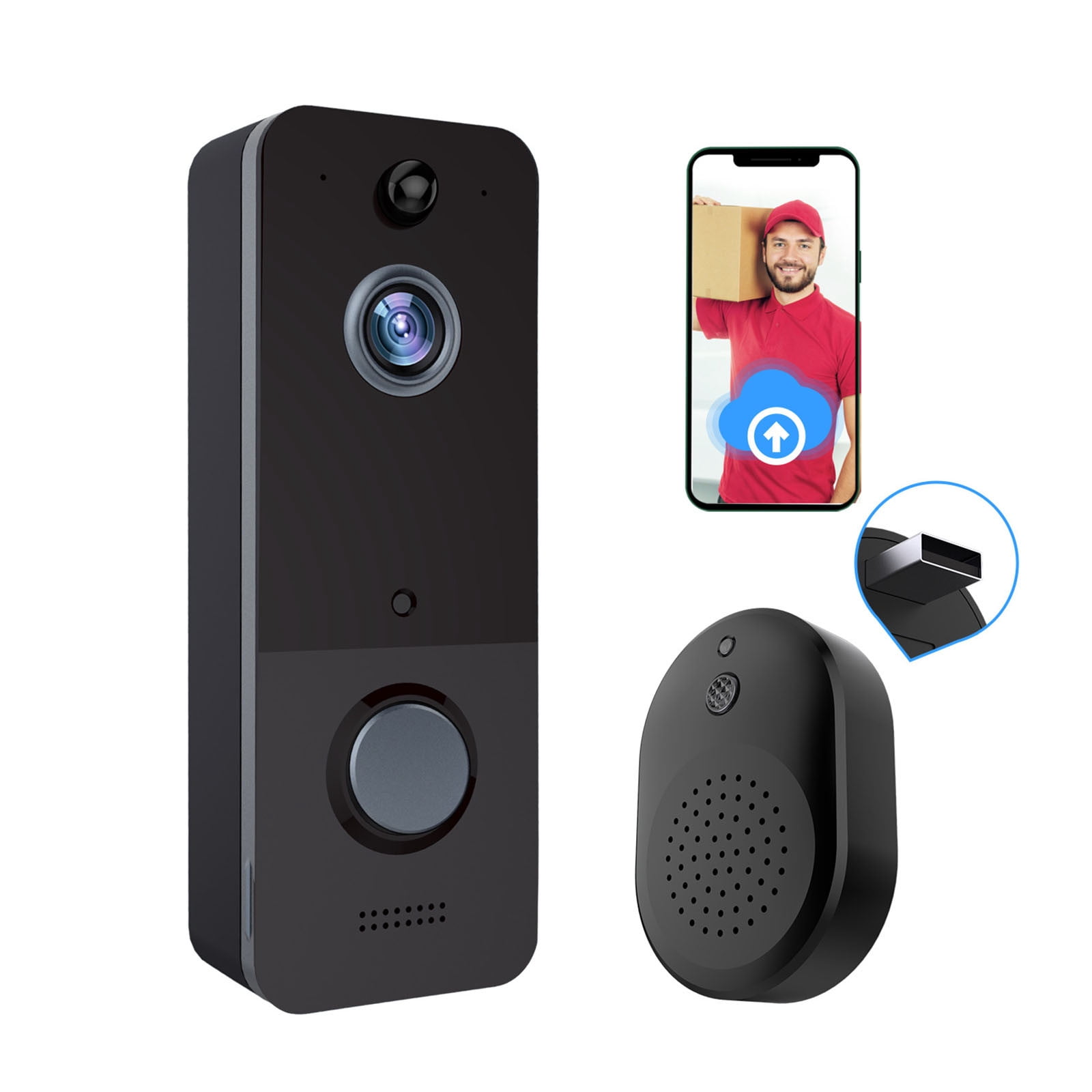 Cagogo under $5 Video Doorbell, Wireless Video Doorbell, Smart WiFi Door Camera, Two-way Audio Night Vision, Motion Detection Security Camera, Home Intercom System