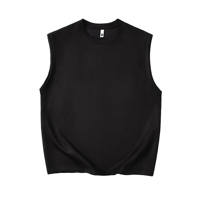 Dvkptbk Men's Suede Loose Pullover Round Neck Sleeveless Waistcoat Round Neck Tops