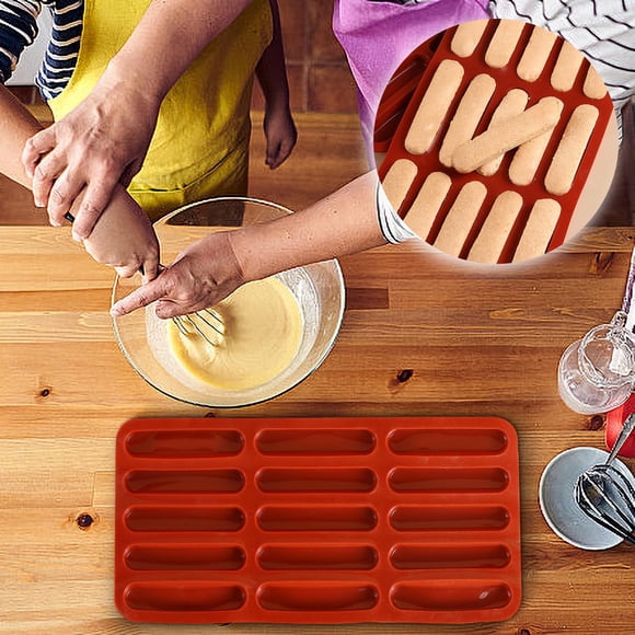 Tiramisu Finger Biscuits Mold, High-Temp Resistant, 15 Uses, Home Baking Set, for Chefs, Foodie Gifts, Easy Cleanup, Stainless Steel, Kitchen Essentials Hzhnb | Silica Gel, Red