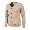 thumbnail image 1 of Mens Cardigan Coats Long Sleeve Winter Fall Button Solid V Neck Slim Fit Warm Sweater Casual Cardigans Tops, 1 of 2