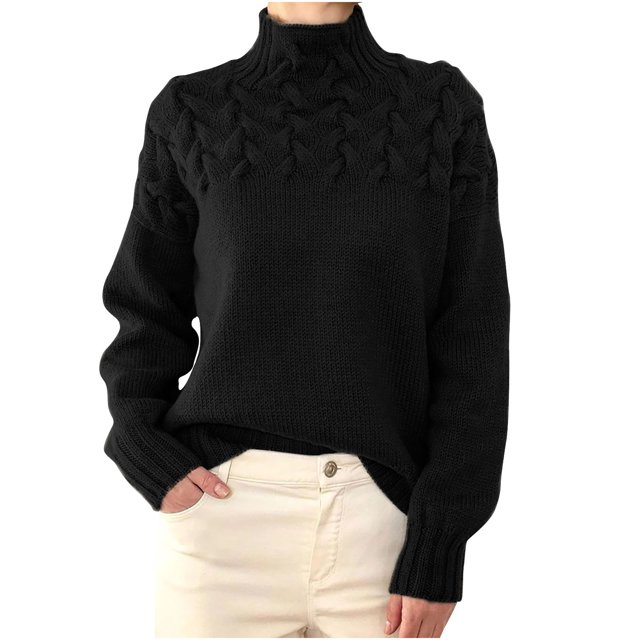Besolor Chandails à Col Roulé pour Femmes Manches Longues Décontractées Tricot Torsadé Pull Ample Automne Hiver