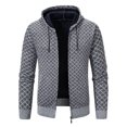 thumbnail image 1 of RXIRUCGD Men's Winter Printed Design Zippered Sweater Long Sleeved Hooded Casual Jacket, Gray, Size: 3XL, 1 of 8
