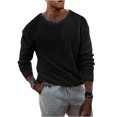 thumbnail image 1 of Faithtur Men's Spring Autumn Loose Knitwear Solid Color Long Sleeve Crewneck Pullover Sweater, 1 of 2