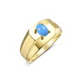 thumbnail image 2 of RYLOS Men's Rings 14K Yellow Gold Ring Classic Solitaire 7X5MM Oval Shape Gemstone Designer Band Turquoise December Birthstone Rings For Men Size 12, 2 of 5