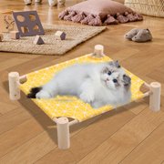 Dvkptbk Elevated Dog Bed, Wooden Dog Suspended Elevated Cold Bed, Detachable Portable Indoor/Outdoor Pet Bed, Suitable for Cats and Small Dogs