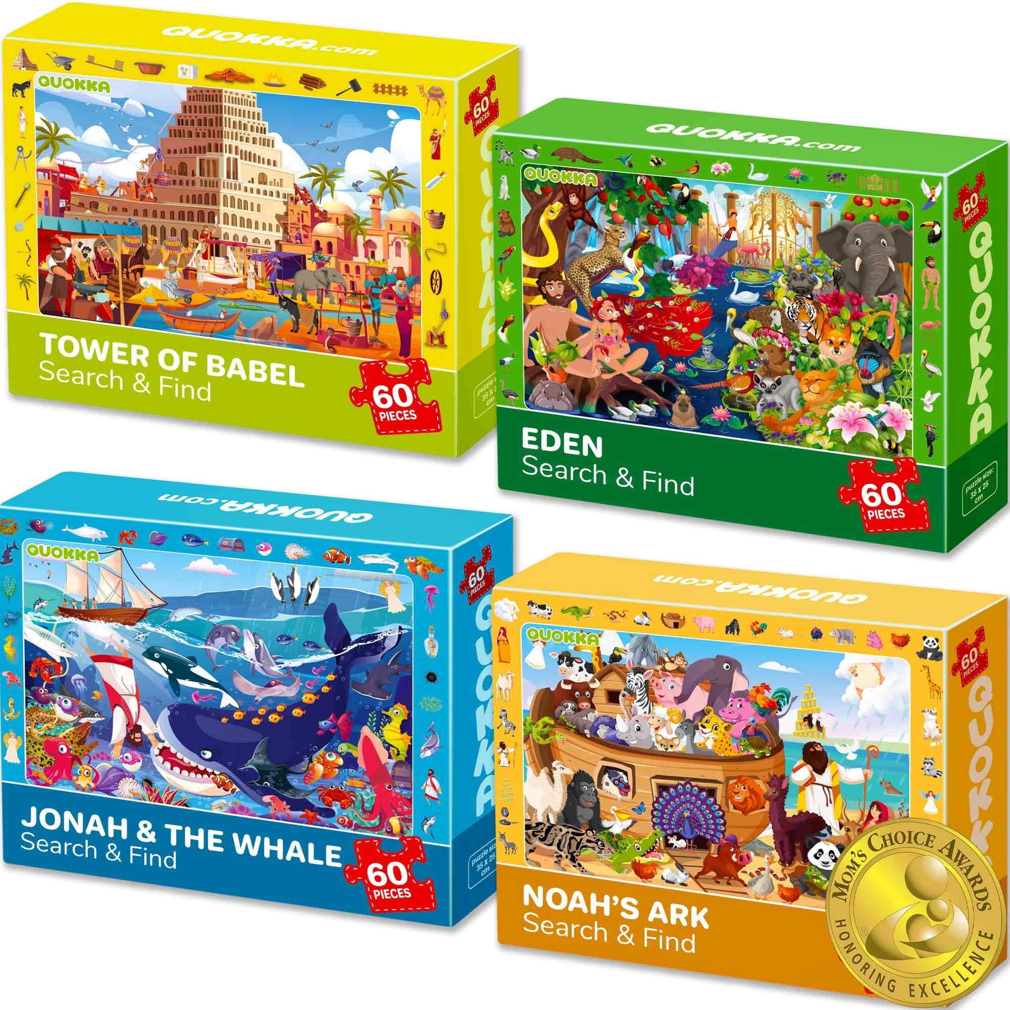 60 Piece Puzzles for Kids Ages 4-6 - Set 4 Bible Jigsaw Puzzles for Kids 6-8-10 Year Old by QUOKKA