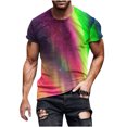 thumbnail image 1 of Hauts d'Été T-shirts pour Hommes Grande Taille Manches Courtes Col Rond Hauts Impression 3D Entraînement Léger Mode Sorties Hauts Grandes Tailles Chemises pour Hommes (Vert, G), 1 of 5